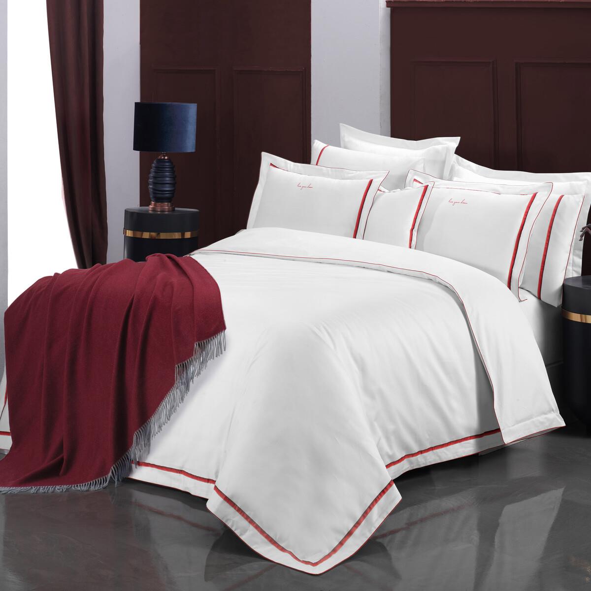 Sarev Odeo Saten Nevresim Takımı King Size , .Beyaz