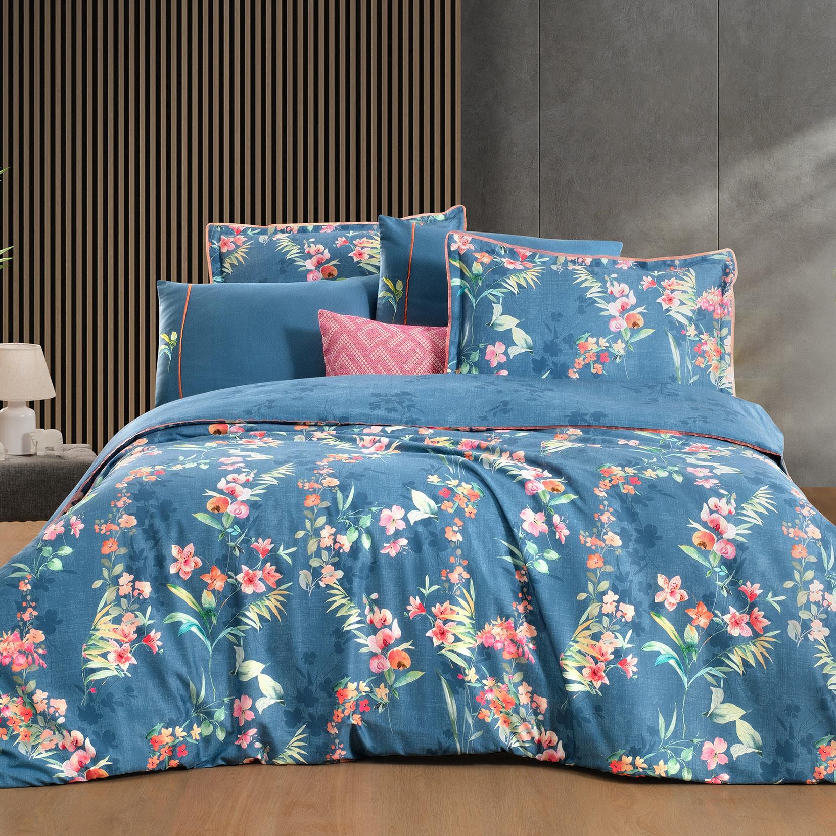 Sarev Leticia Mavi King Size %100 Pamuk Saten 