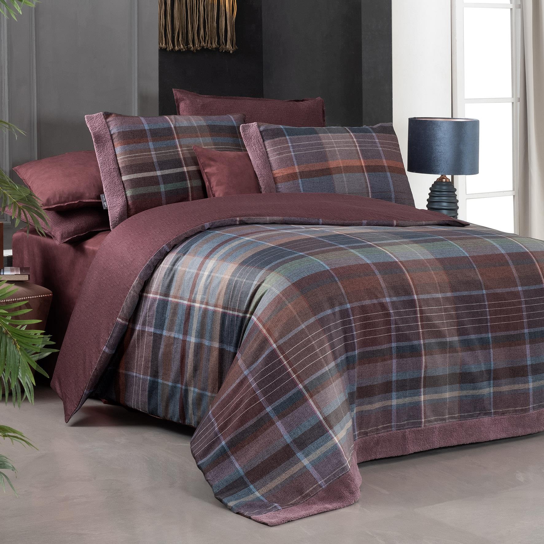 Kajanı Saten King Size Mürdüm Nevresim Takımı