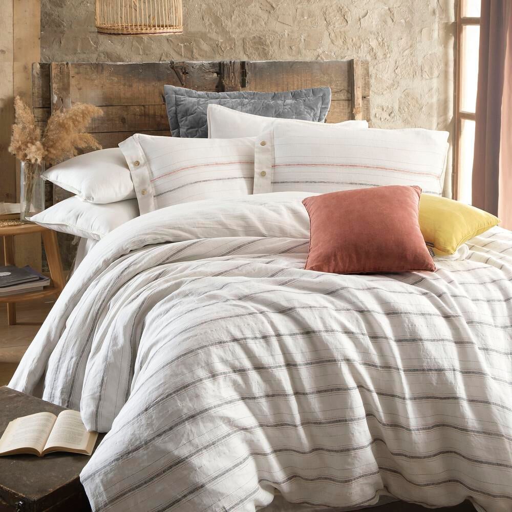 Sarev Ares Keten Nevresim Takımı King Size , .Beyaz