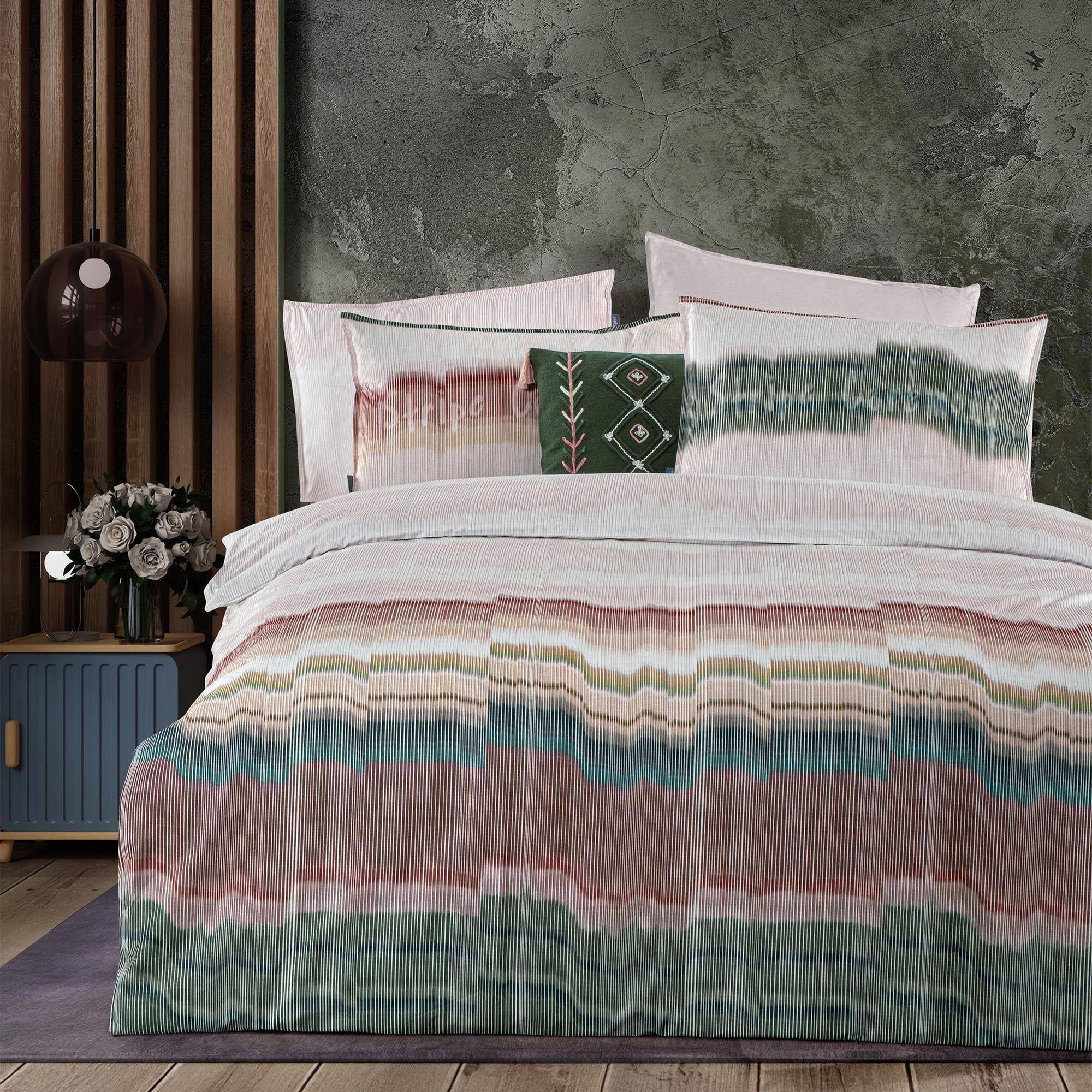 Sarev Tehos Çift Kişilik %100 Pamuk Çift Taraflı Nevresim Takımı Multi