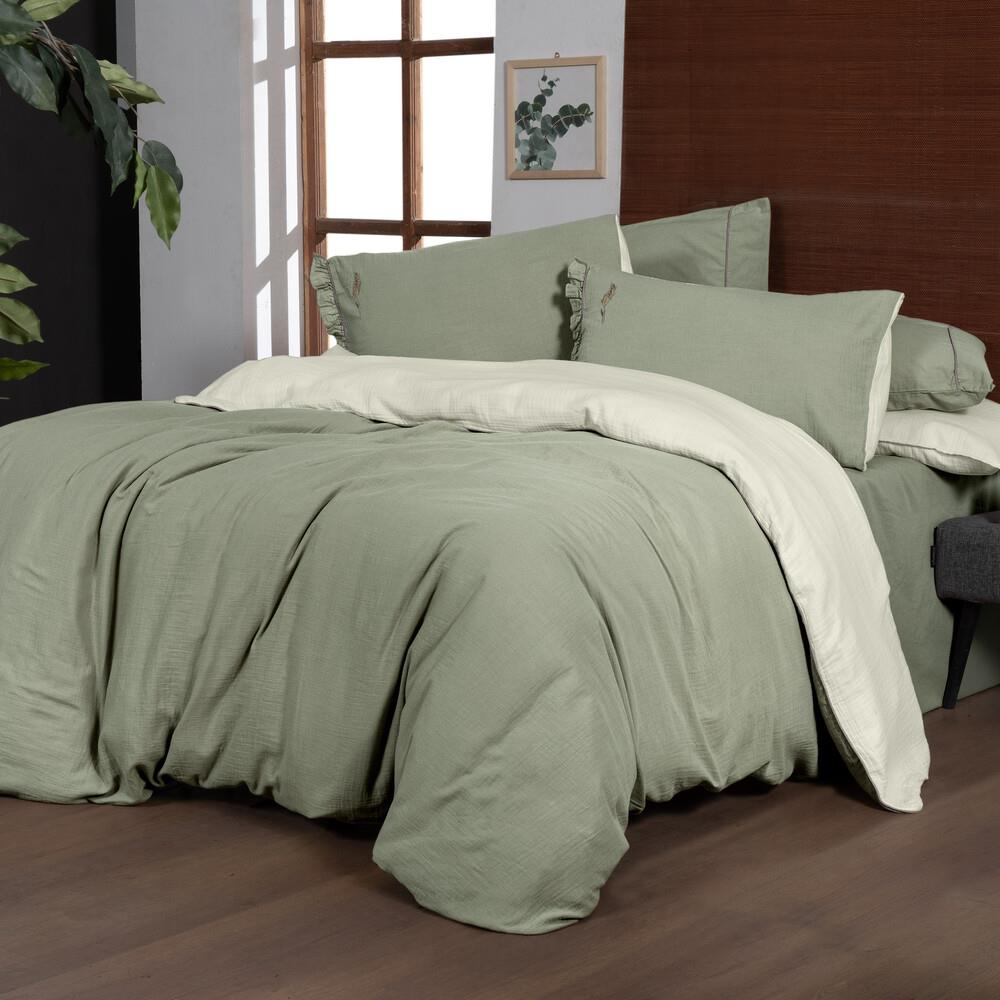 Sarev Kenyon Yeşil King Size Kişilik %100 Pamuk Mood Comfort Müslin Nevresim Tak