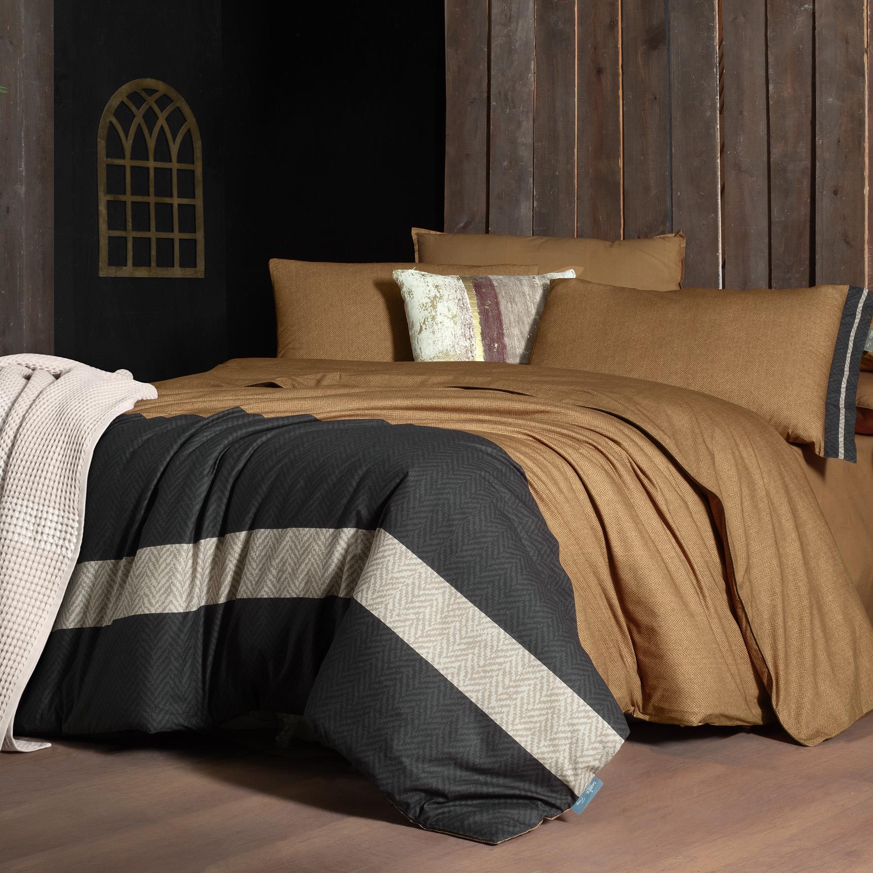 Sarev Loamy Kıng Sıze ( Battal Boy)  %100 Pamuk Çift Taraflı Nevresim Takımı Taba