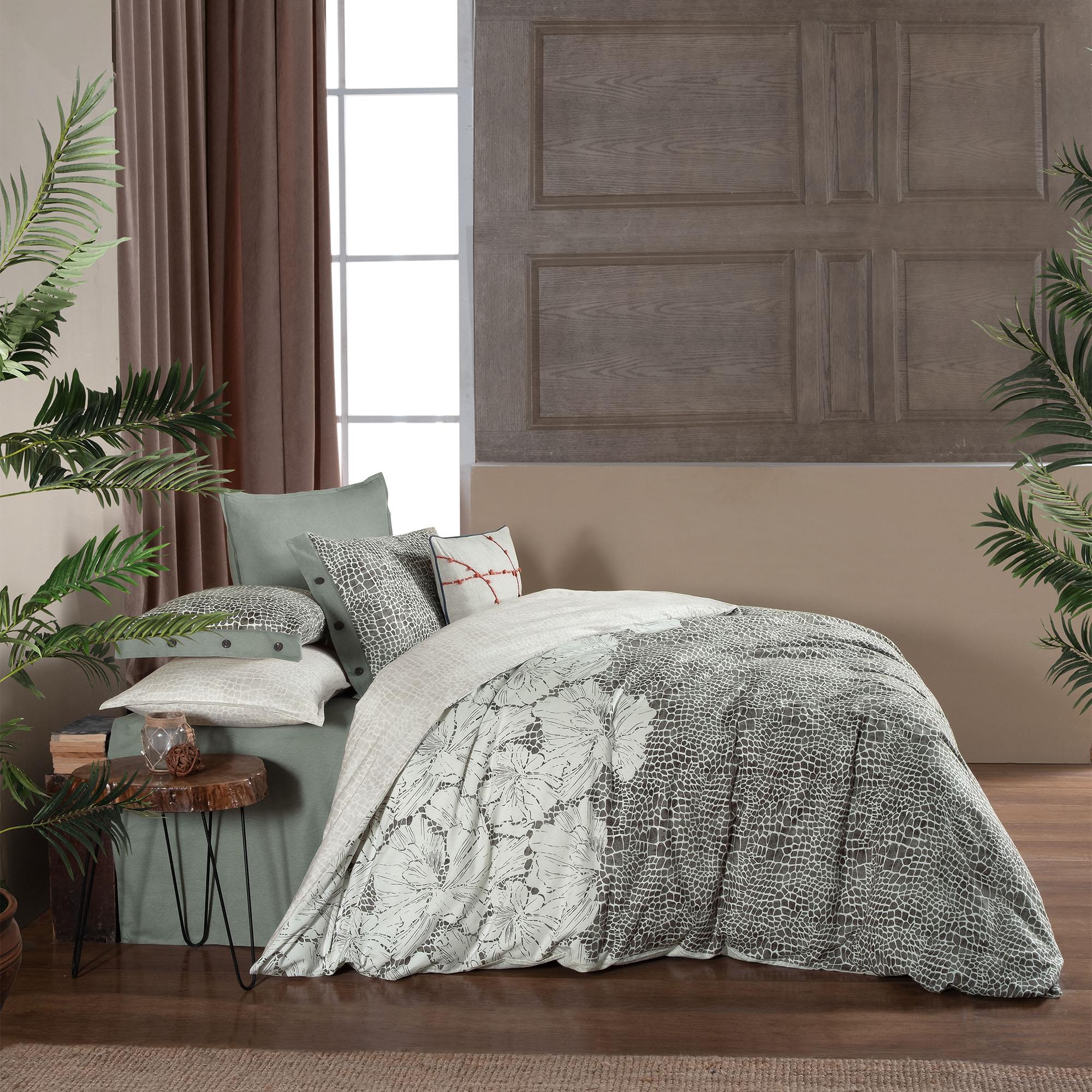 Sarev Anas King Size (Battal Boy) %100 Pamuk Flanel (Pazen) Nevresim Takımı Haki