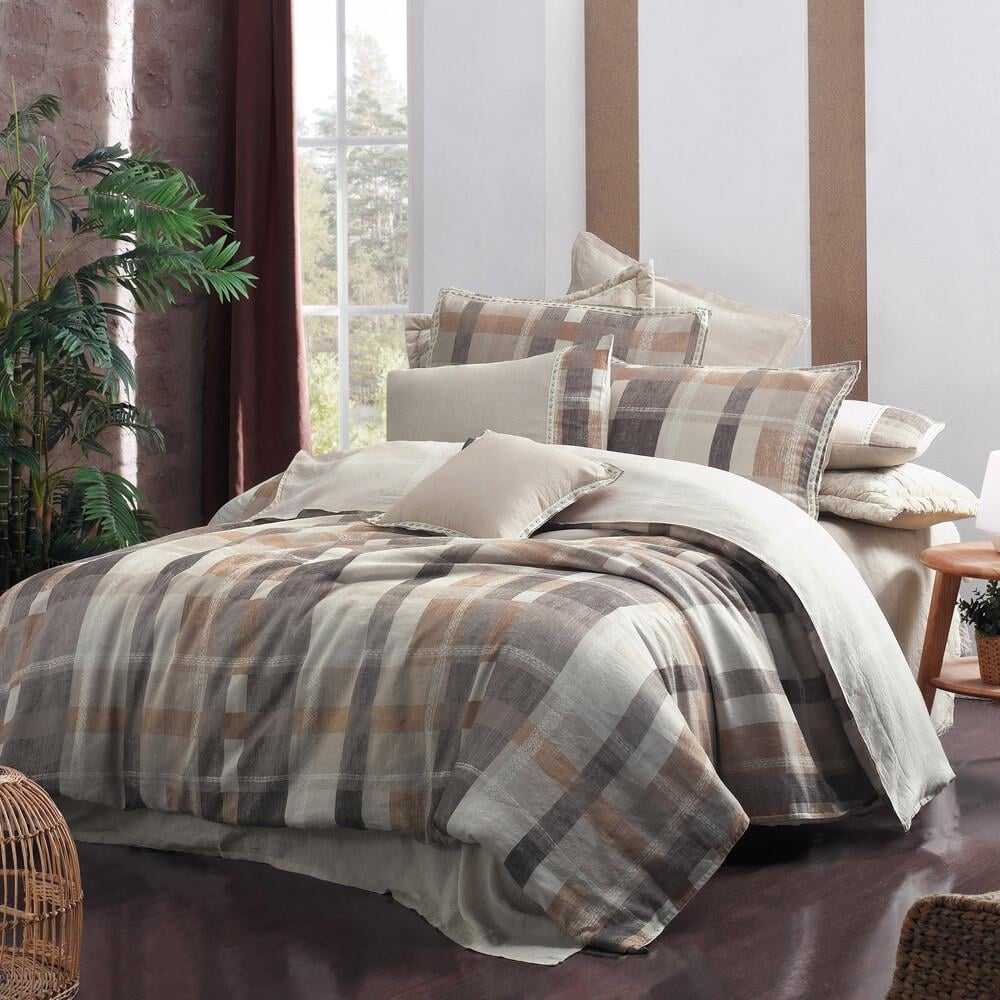 Sarev Vesta Keten Nevresim Takımı Çift Kişilik , .Bej