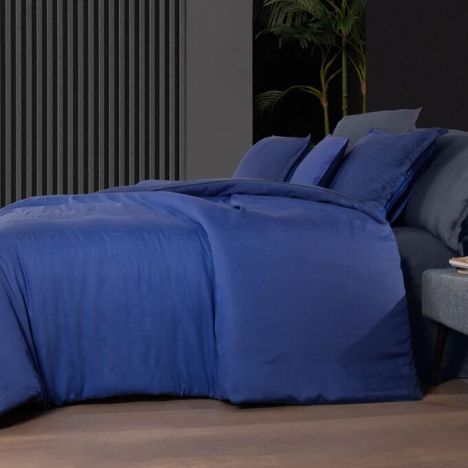 Sarev Emery Mavi Çift Kişilik %100 Pamuk Tencel Nevresim Takımı