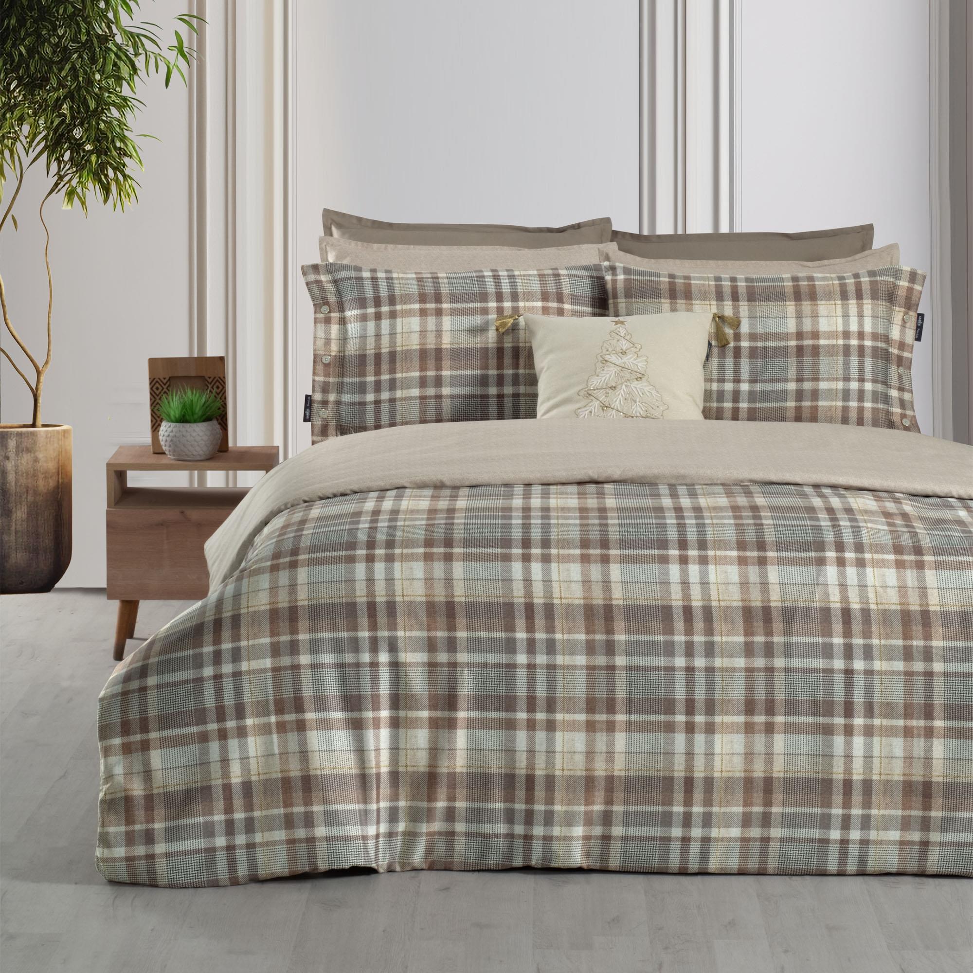 Sarev Winston Çift Kişilik %100 Pamuk Saten Nevresim Takımı Mocha