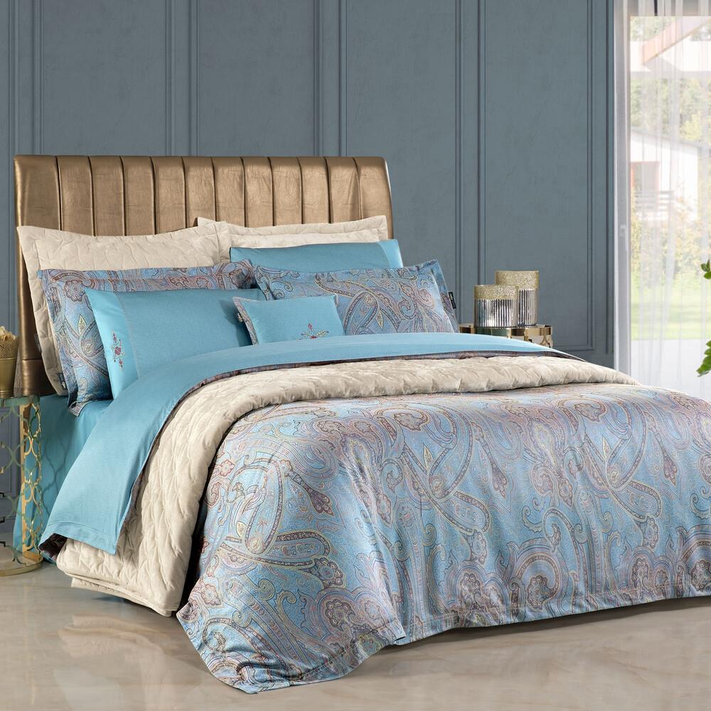 Sarev Athena Jakarlı Nevresim Takımı King Size , .Mavi