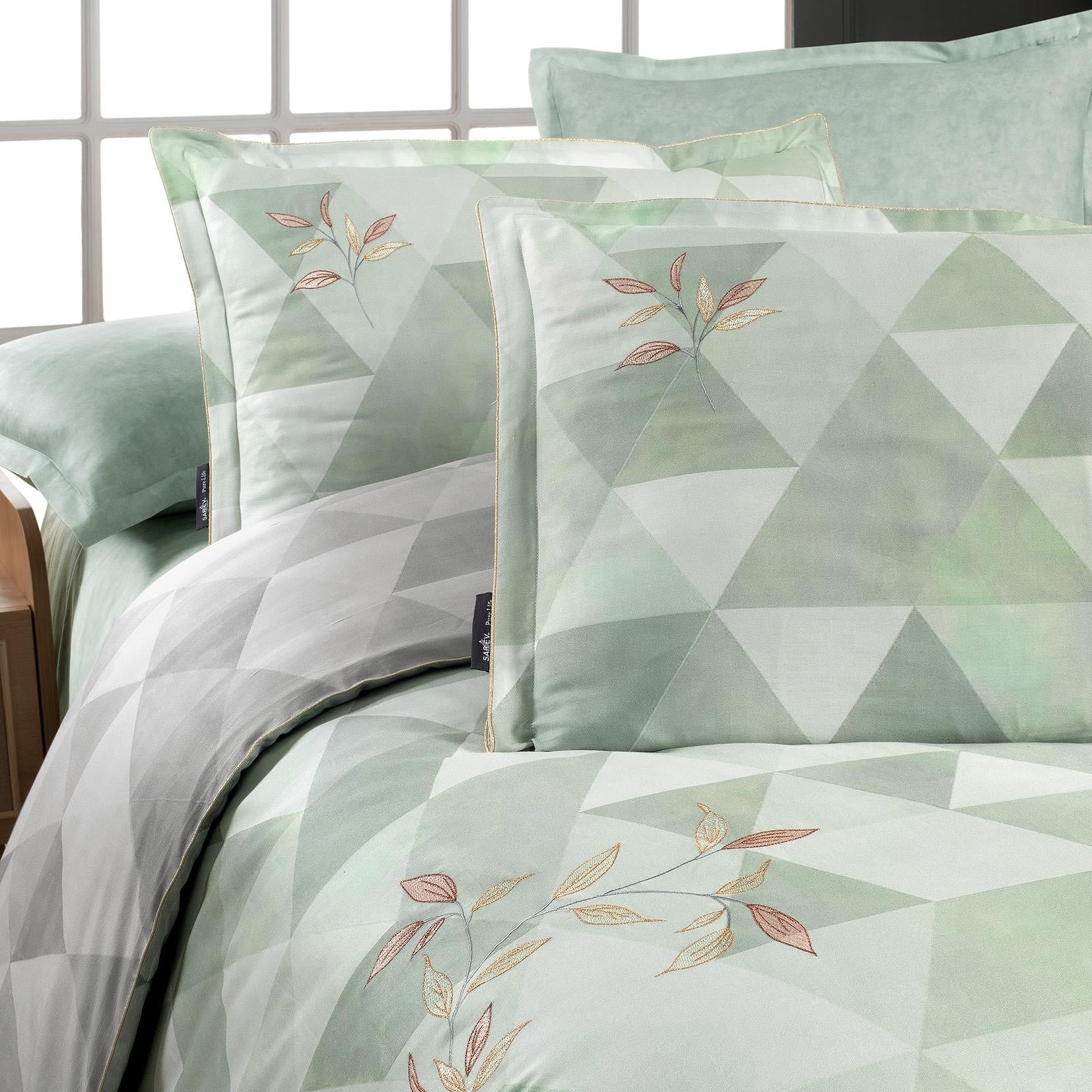 Sarev Peonia Yeşil King Size (Battal Boy) %100 Pamuk Saten 