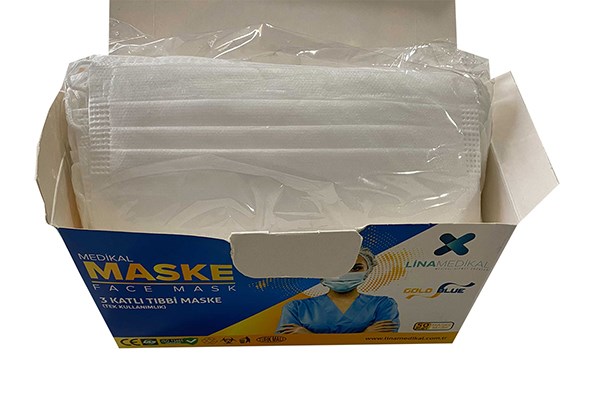 Lina Medikal 200 Adet 3 Katlı Telli Beyaz Tıbbi Ultrasonik Maske