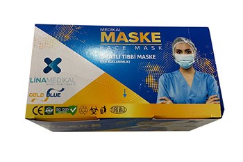 Lina Medikal 100 Adet 3 Katlı Telli Siyah Tıbbi Ultrasonik Maske