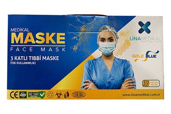 Lina Medikal 50 Adet 3 Katlı Telli Beyaz Tıbbi Ultrasonik Maske