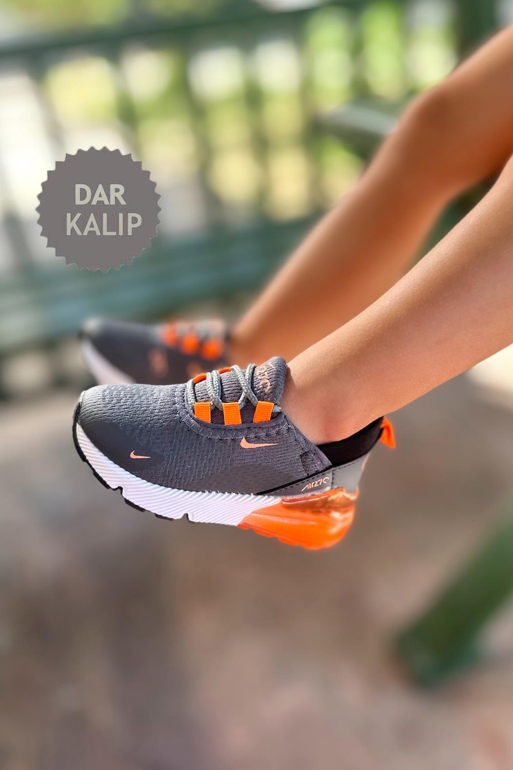 270 Baskılı Çocuk Spor Ayakkabı Füme Turuncu
