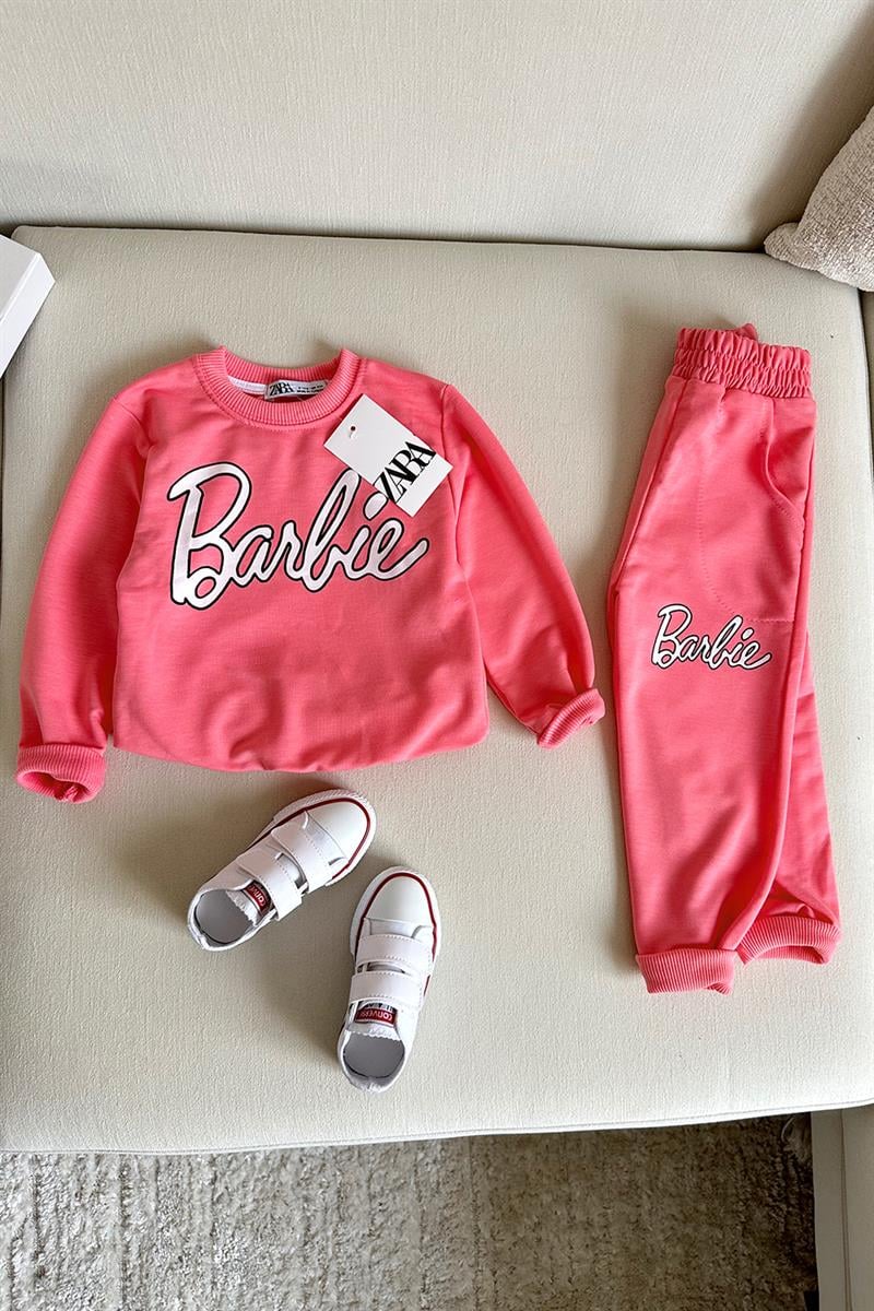 Barbie Baskılı Çocuk Eşofman Takımı Pembe