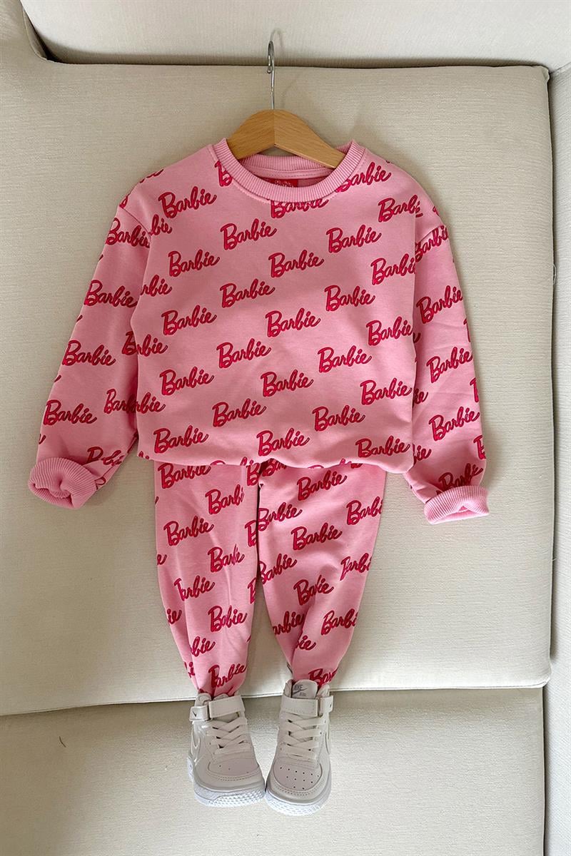 Barbie Baskılı Kız Çocuk Eşofman Takımı Pembe