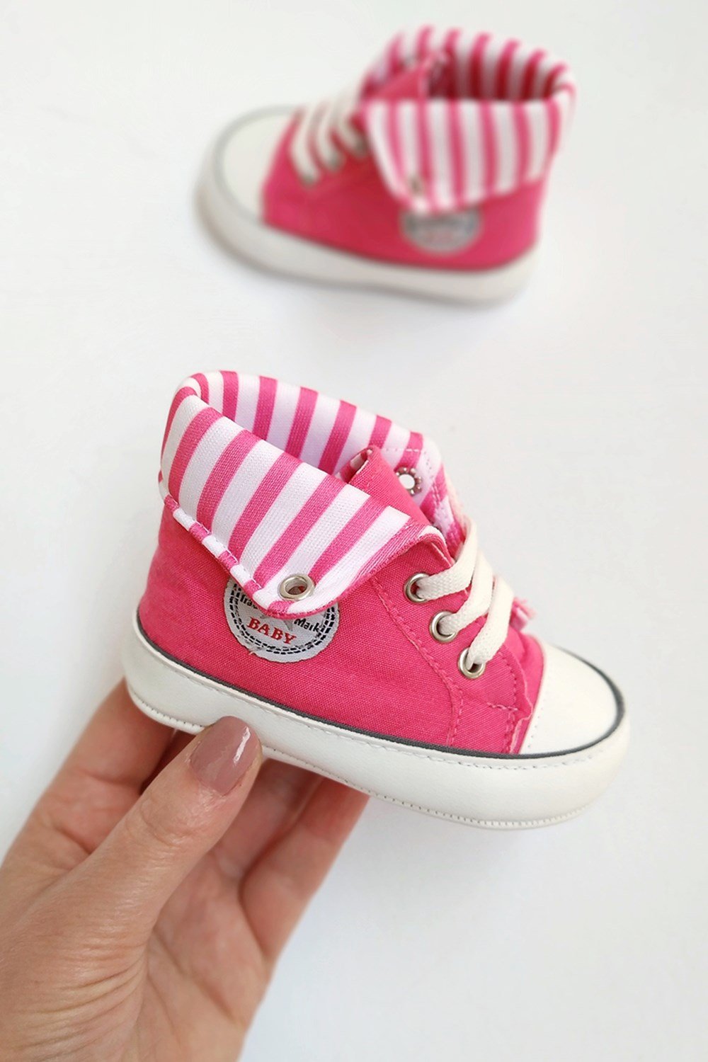Boğazlı Pembe Bebek Ayakkabı