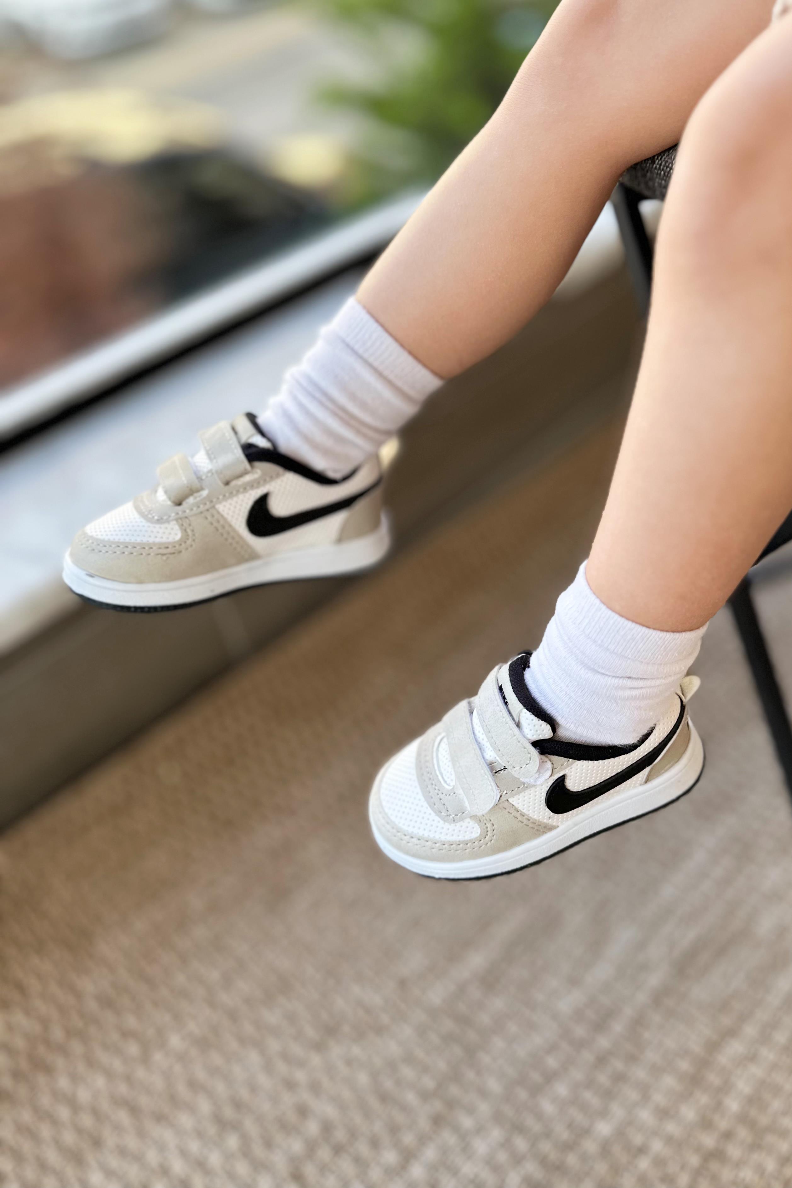 Cırtlı Çocuk Spor Ayakkabı Gri Beyaz