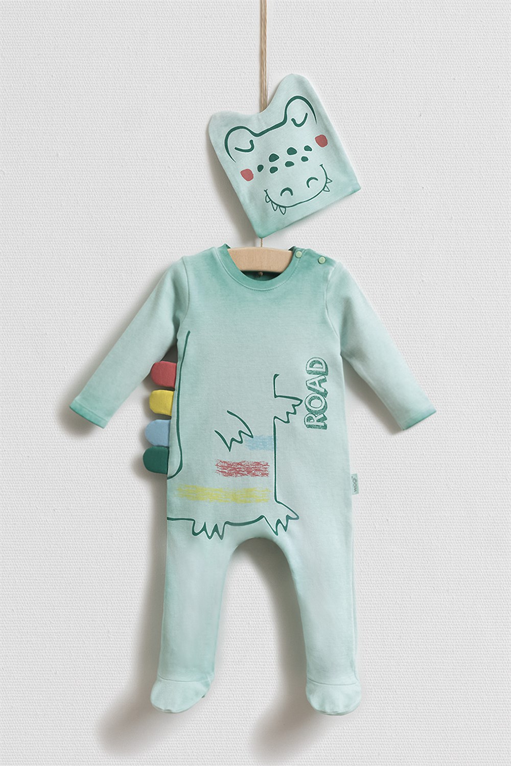 Dinazor Baskılı 2'li Bebek Tulum Set