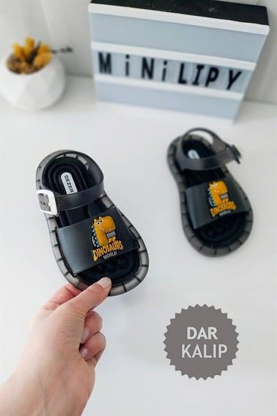 Dinazor Baskılı Işıklı Çocuk Terlik Siyah