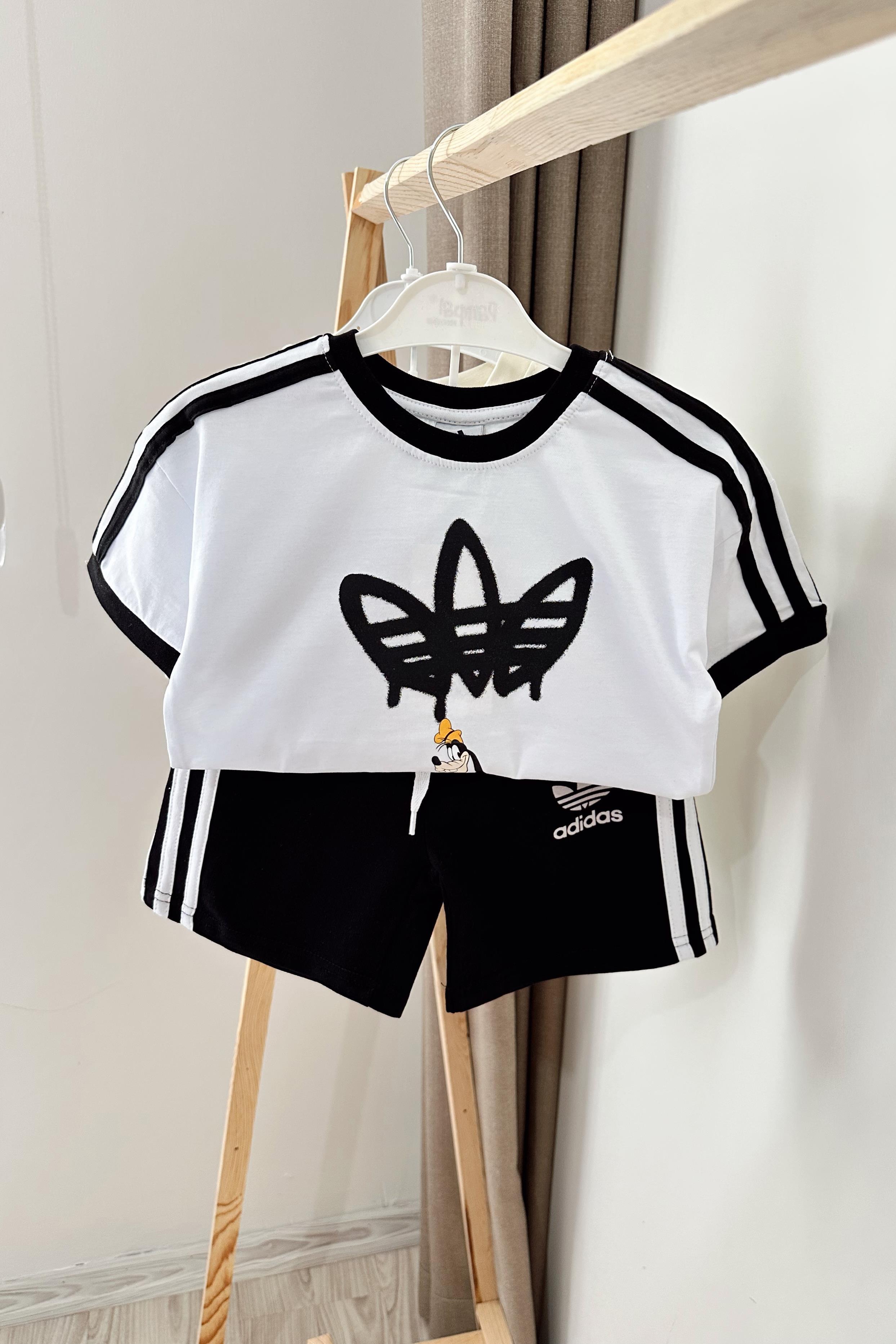 Disney Karakteri Baskılı Çocuk Şortlu Takım Siyah