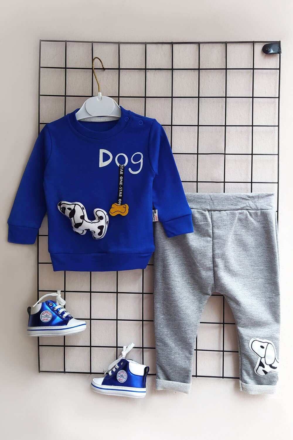Dog Baskılı Bebek Eşofman Takımı Mavi