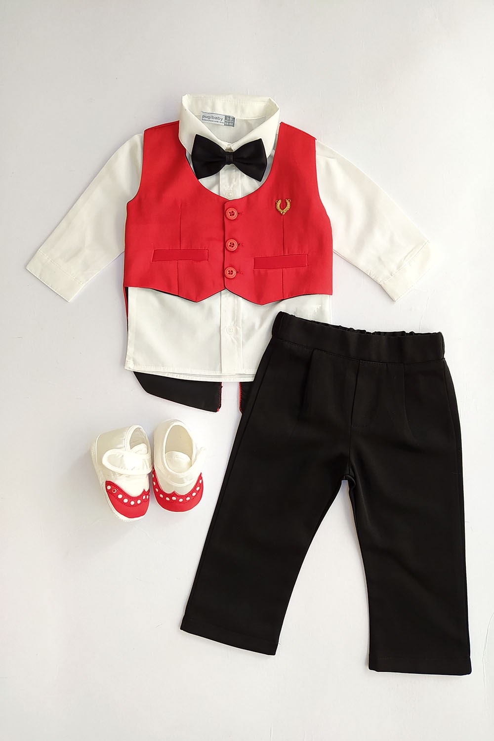 Erkek Bebek 6' lı Takım Elbise Siyah Kırmızı - Minilipy.com
