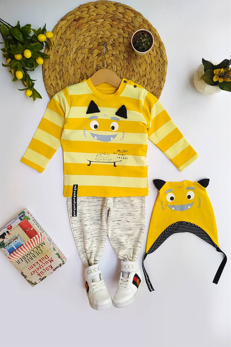 Erkek Bebek Baskılı 3'lü Sweat Takım