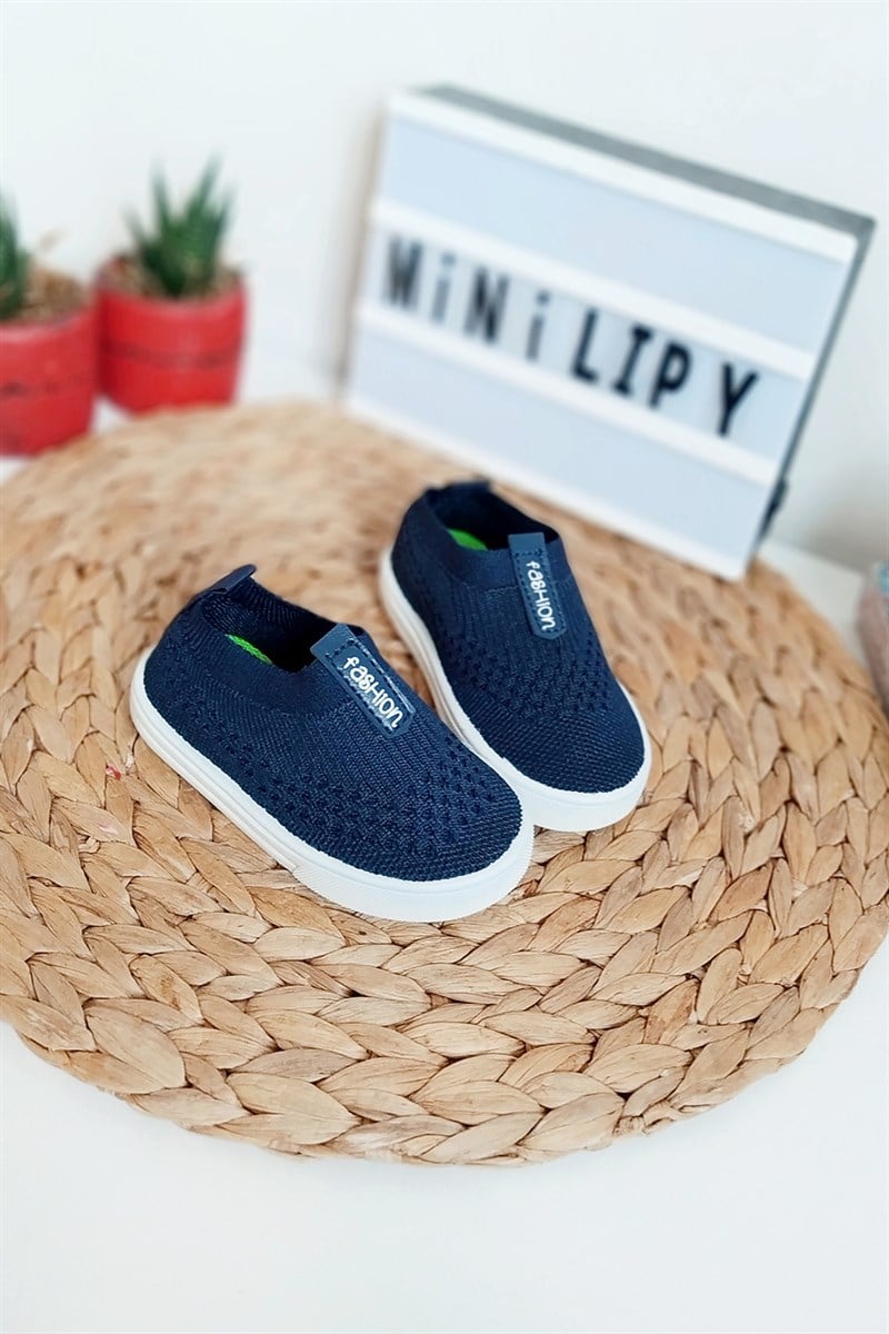 Fashion Baskılı Çocuk Triko Ayakkabı Lacivert