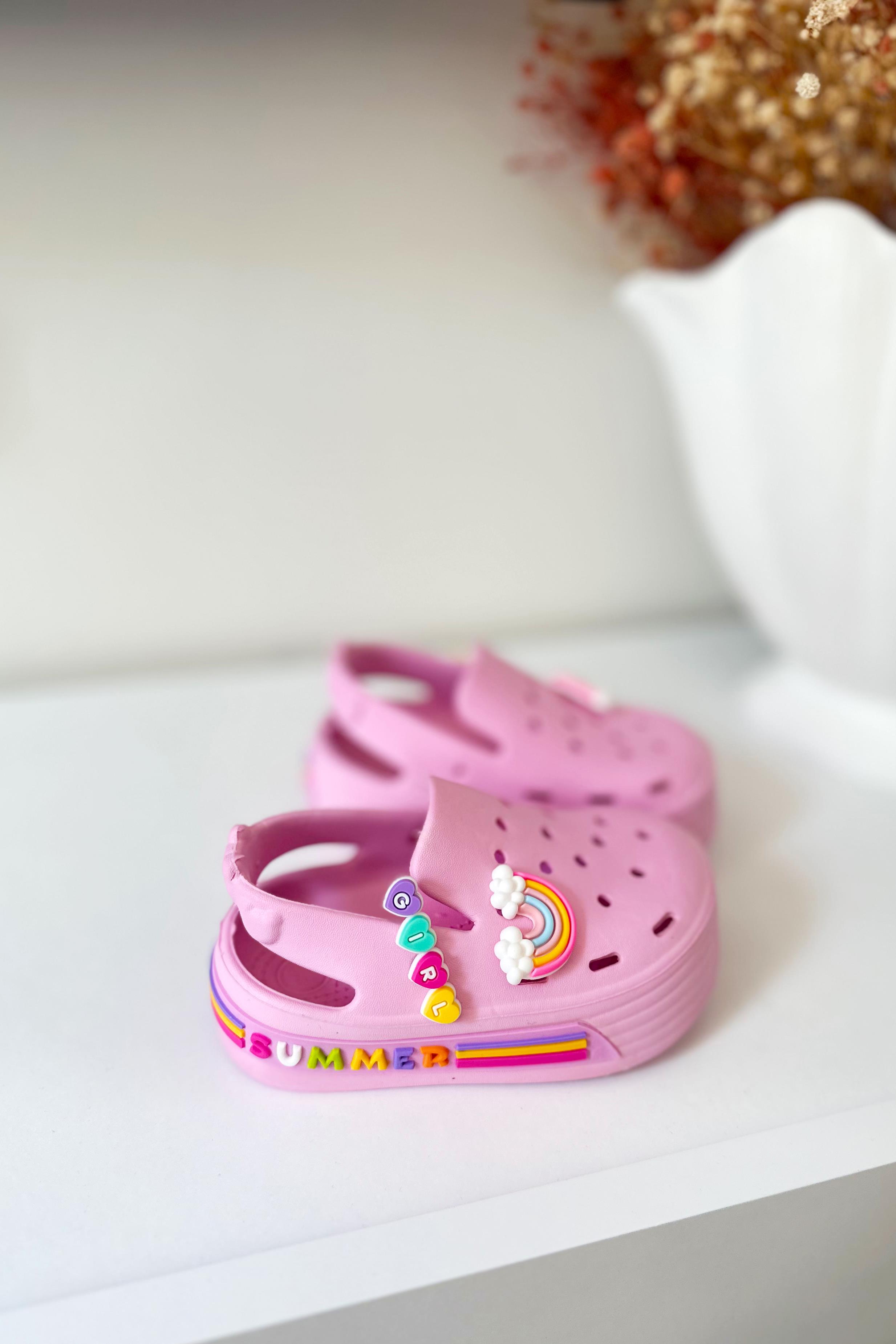Girl Baskılı Çocuk Sandalet Pembe