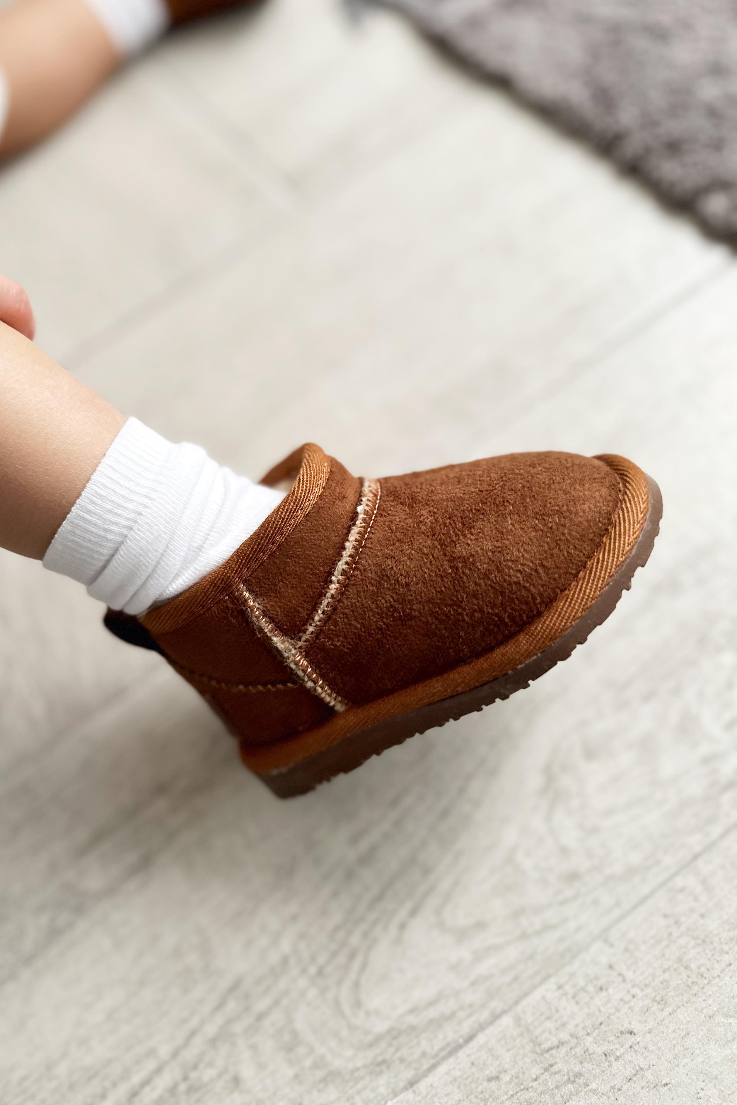 İçi Kürklü Çocuk Yarım Bot Ayakkabı Taba