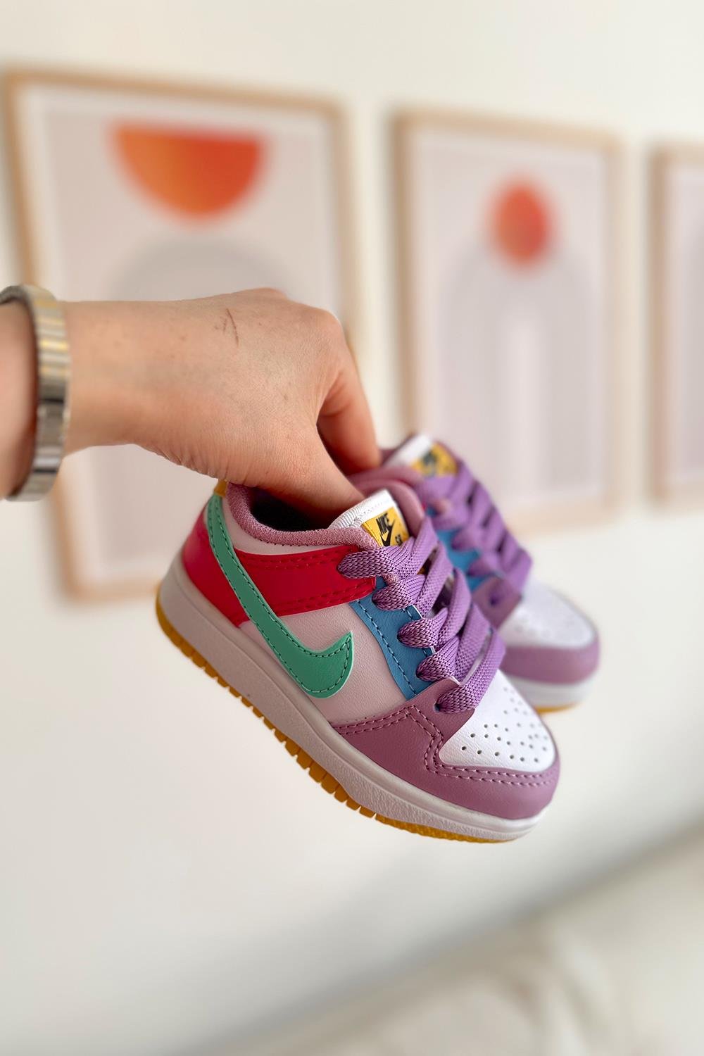 Jordan Baskılı Bağcıklı Çocuk Spor Ayakkabı Mor