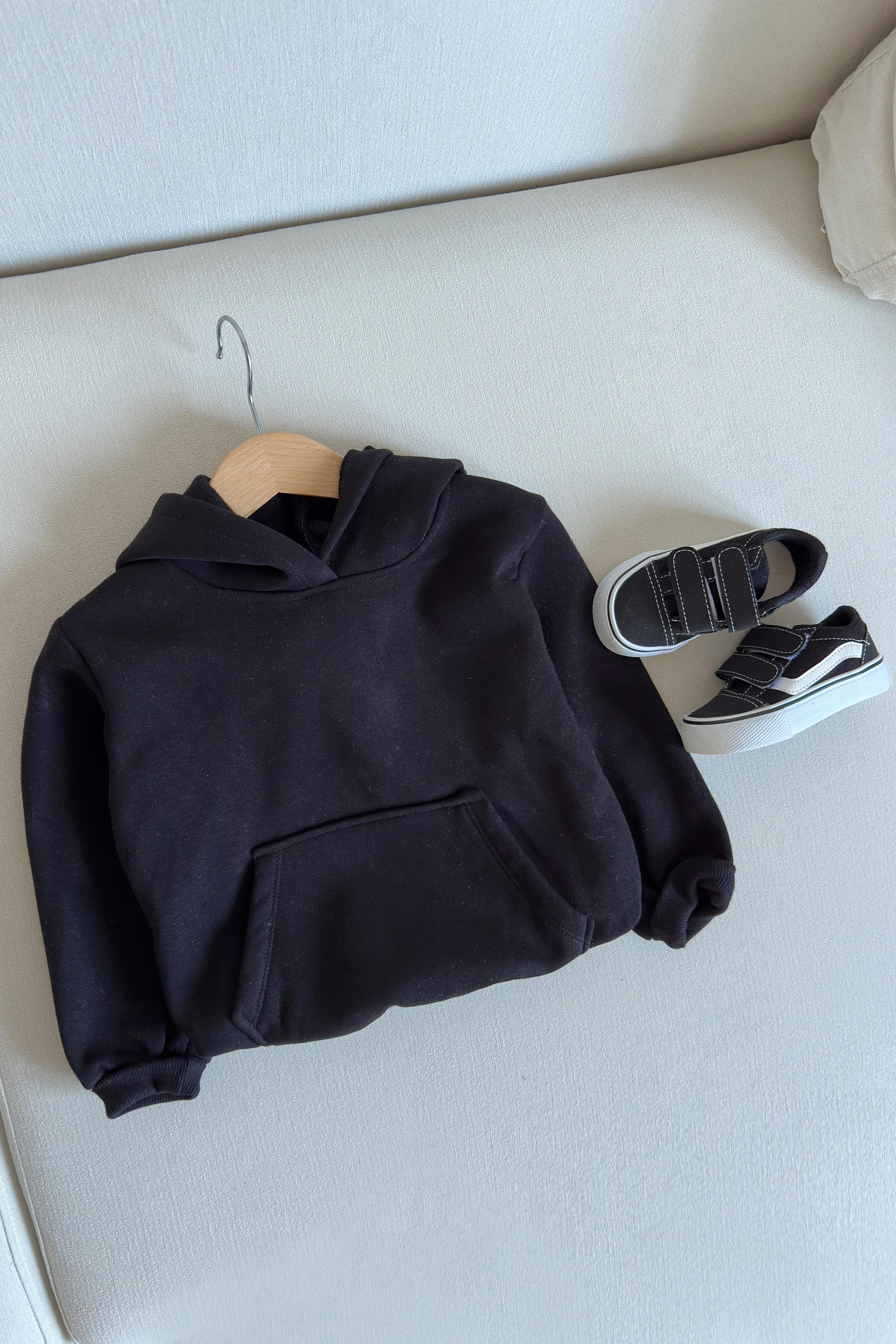 Kapüşonlu Cepli Çocuk Sweat Siyah