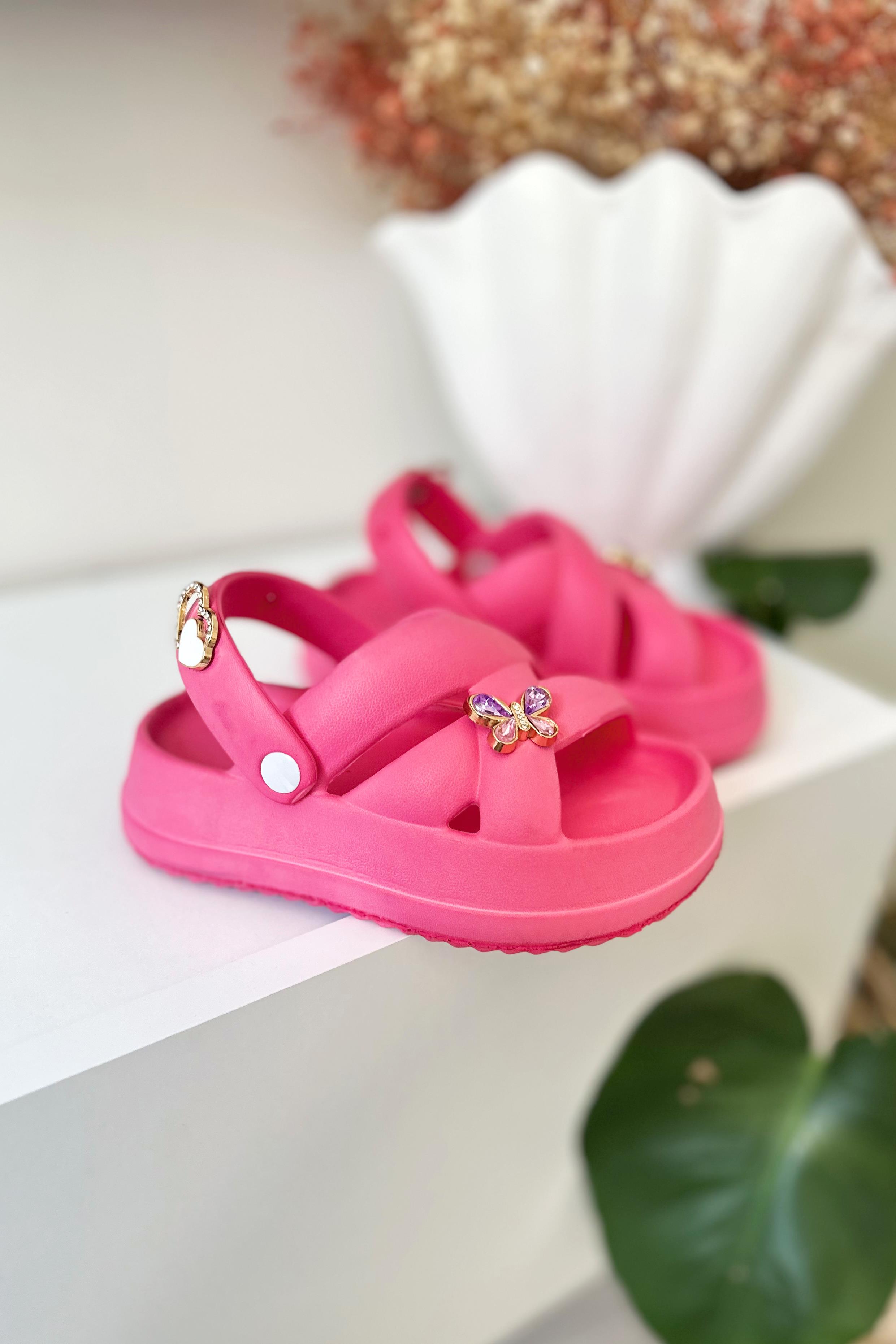 Kelebekli Çocuk Sandalet Pembe