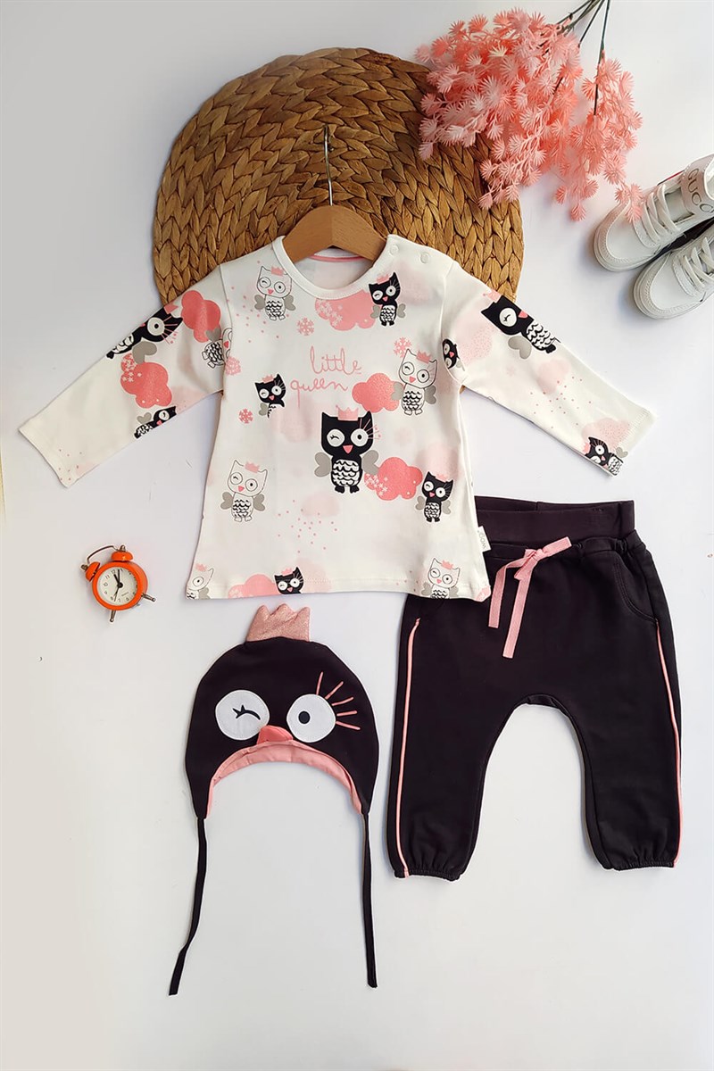 Kız Bebek 3'Lü Lacivert Sweat Takım