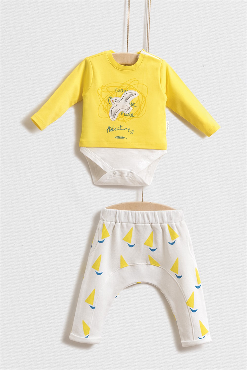 Martı Baskılı Kız ve Erkek Bebek 2'li Body Set