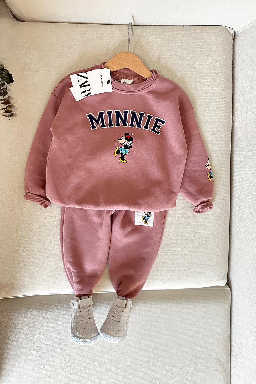 Minnie Mouse Baskılı Kız Çocuk Takım Pembe