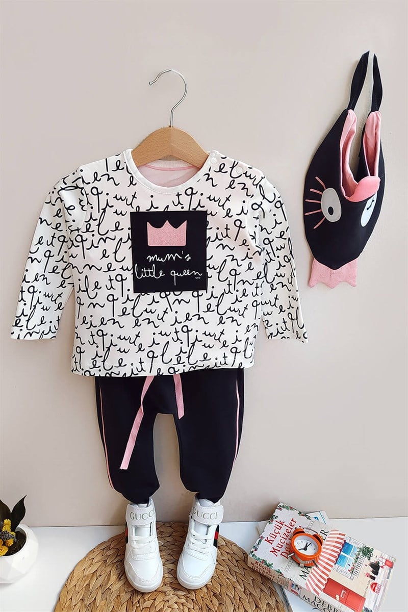 Quenn Baskılı Kız Bebek 3'lü Body Takım