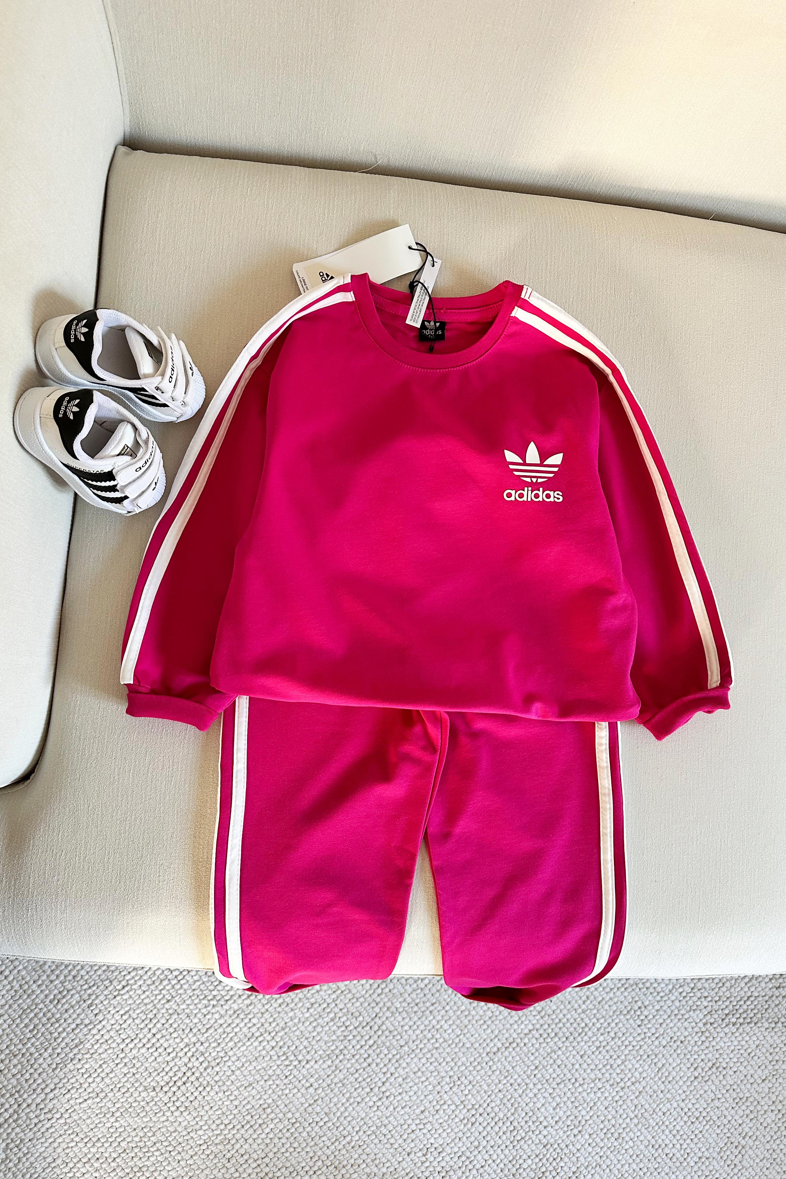 Yanı Çizgili Çocuk Eşofman Takımı Pembe