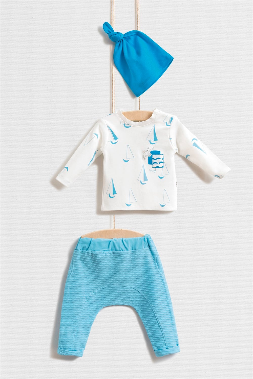 Yelken Baskılı Kız ve Erkek 3'lü Sweat Set