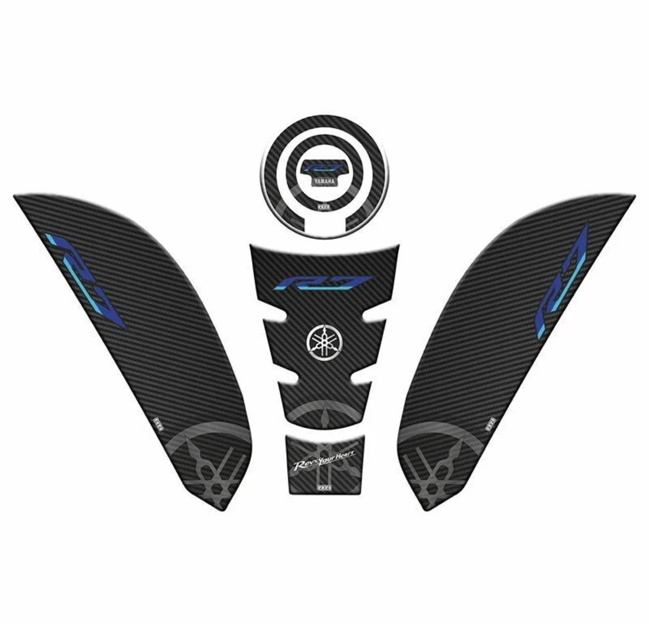Yamaha R7 Tank Pad Seti Carbon MaviYamaha R7 Tank Pad Seti Carbon Mavi