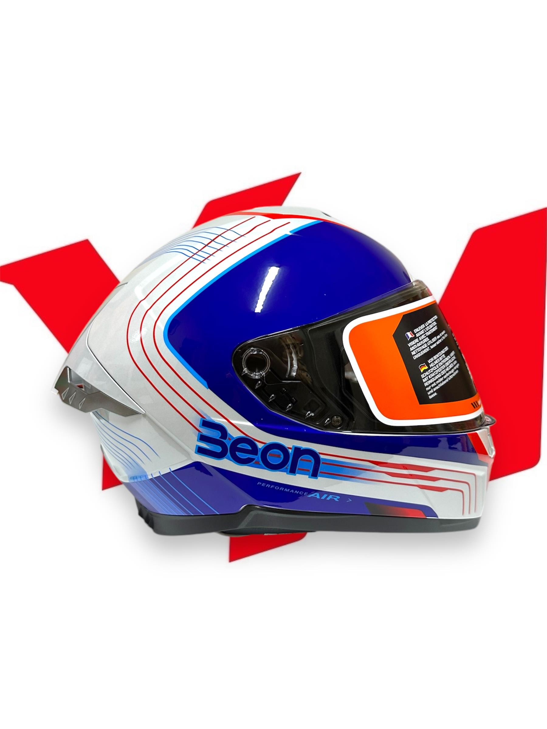 Beon B507 Full Face Kask Beyaz Mavi Kırmızı XlBeon B507 Full Face Kask Beyaz Mavi Kırmızı Xl