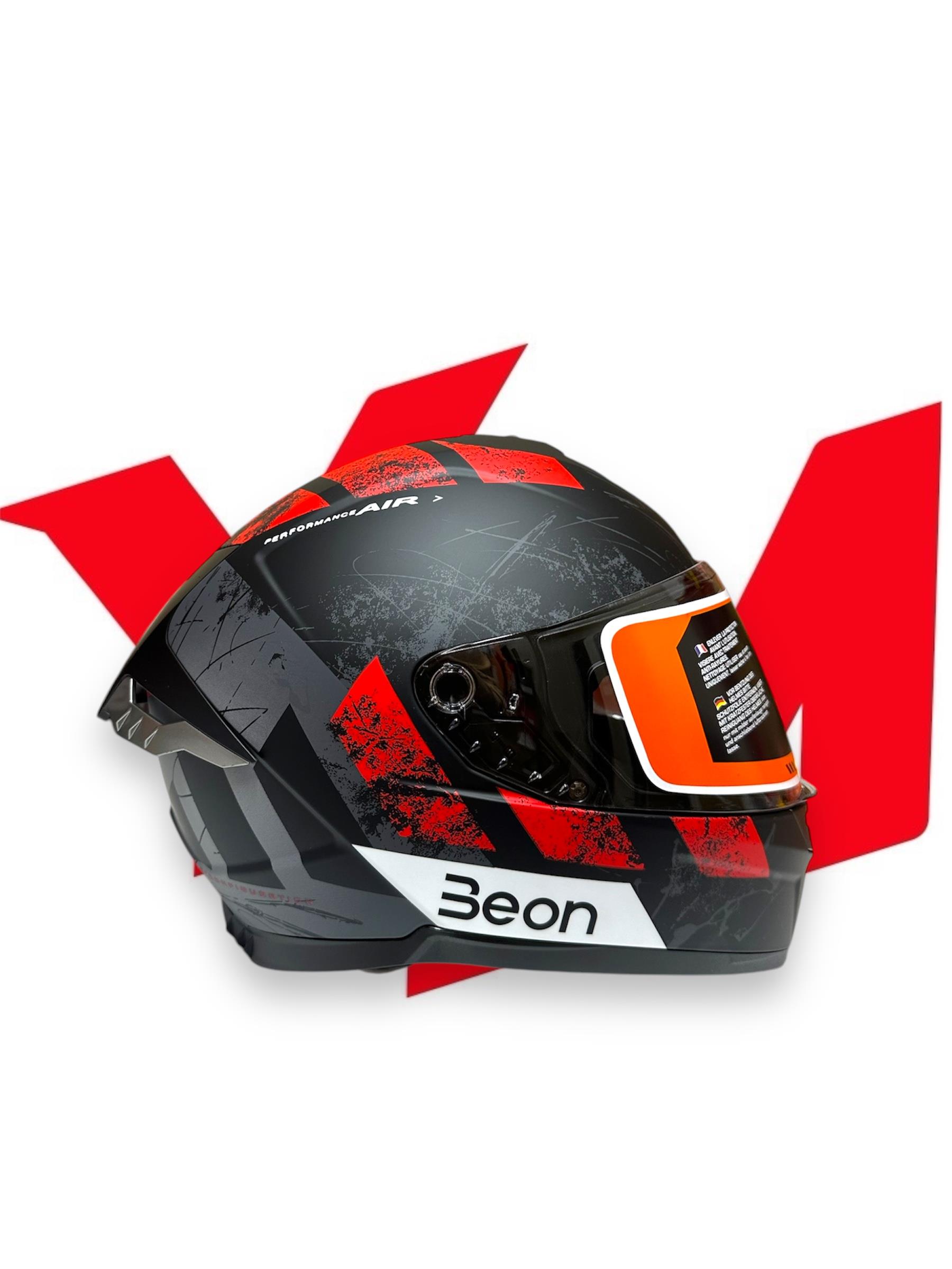 Beon B507 Full Face Kask Siyah Kırmızı Gri MBeon B507 Full Face Kask Siyah Kırmızı Gri M