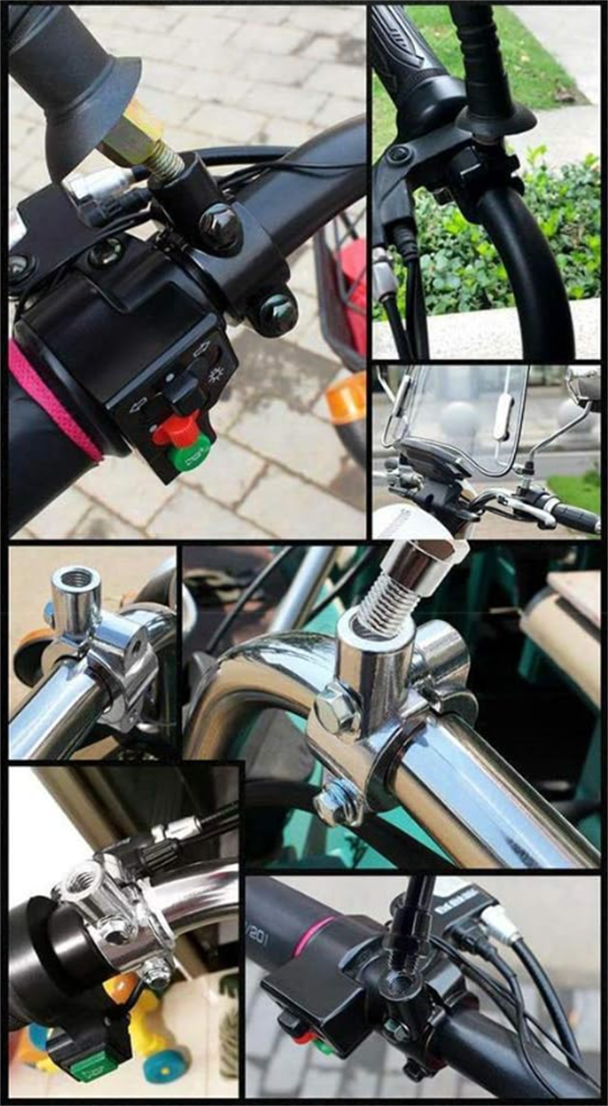 Motosiklet Ayna Bağlantı Kelepçesi 8mm Tüm Modellere Uyumlu 22mm Gidon UyumluMotosiklet Ayna Bağlantı Kelepçesi 8mm Tüm Modellere Uyumlu 22mm Gidon Uyumlu