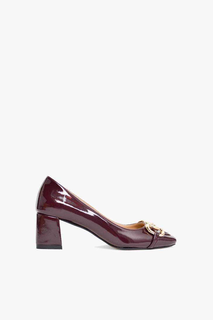 SHOES&MOREDERINADERINA - Bordo Rugan Deri - Kısa Topuklu