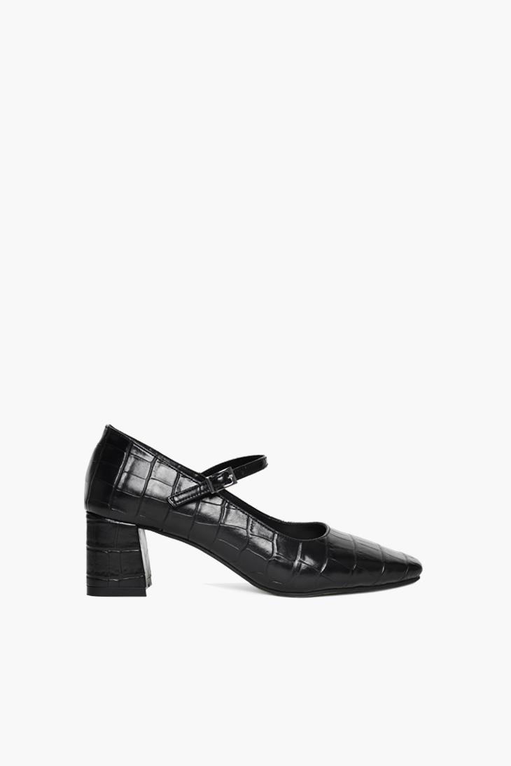 SHOES&MOREGIANNAGIANNA - Siyah Croco - Kısa Topuklu