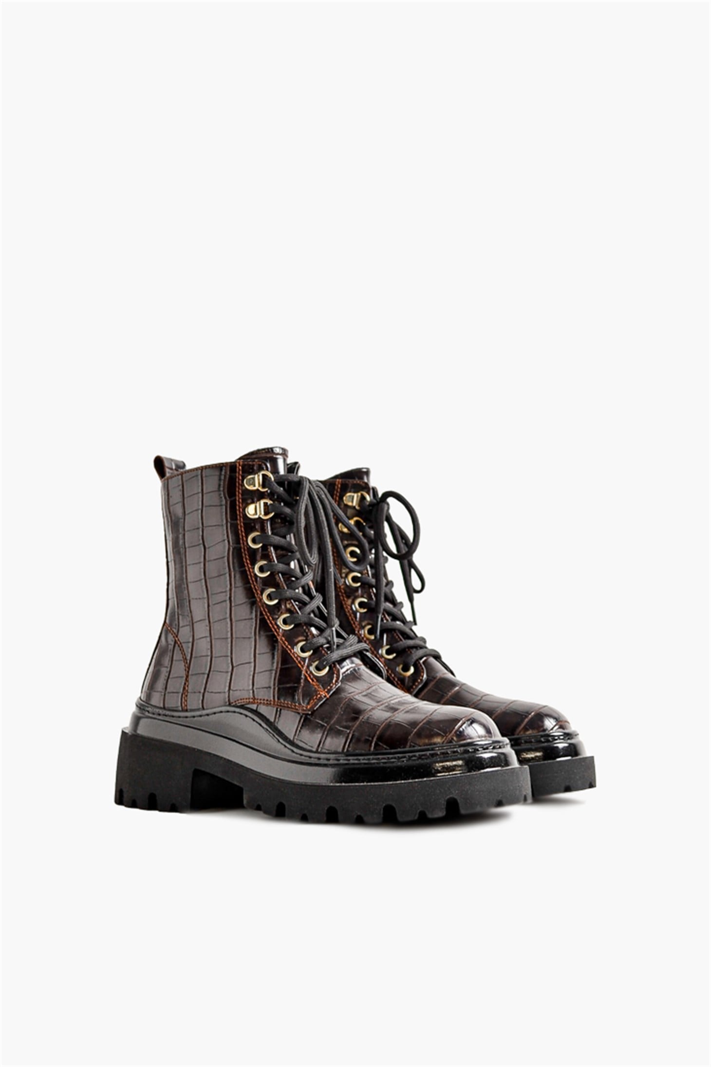 SHOES&MOREPUFLAPUFLA - Kahve Croco - Bot