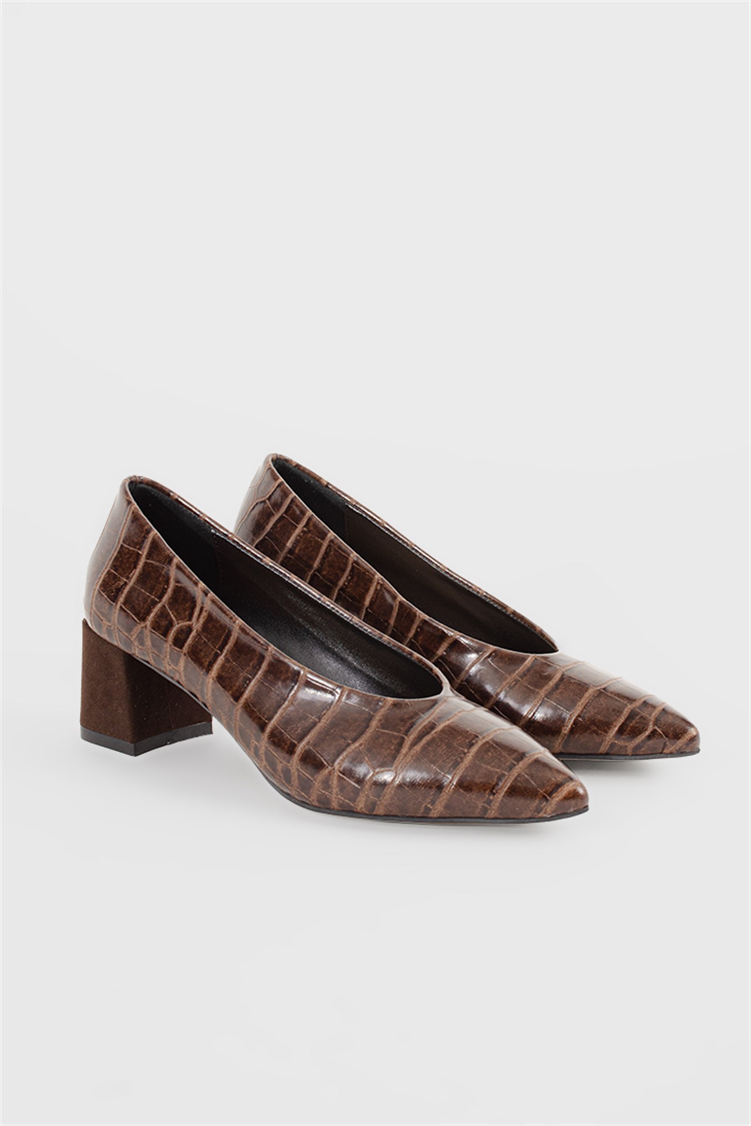 MAYFAIR - Kahve Croco - Orta Topuk