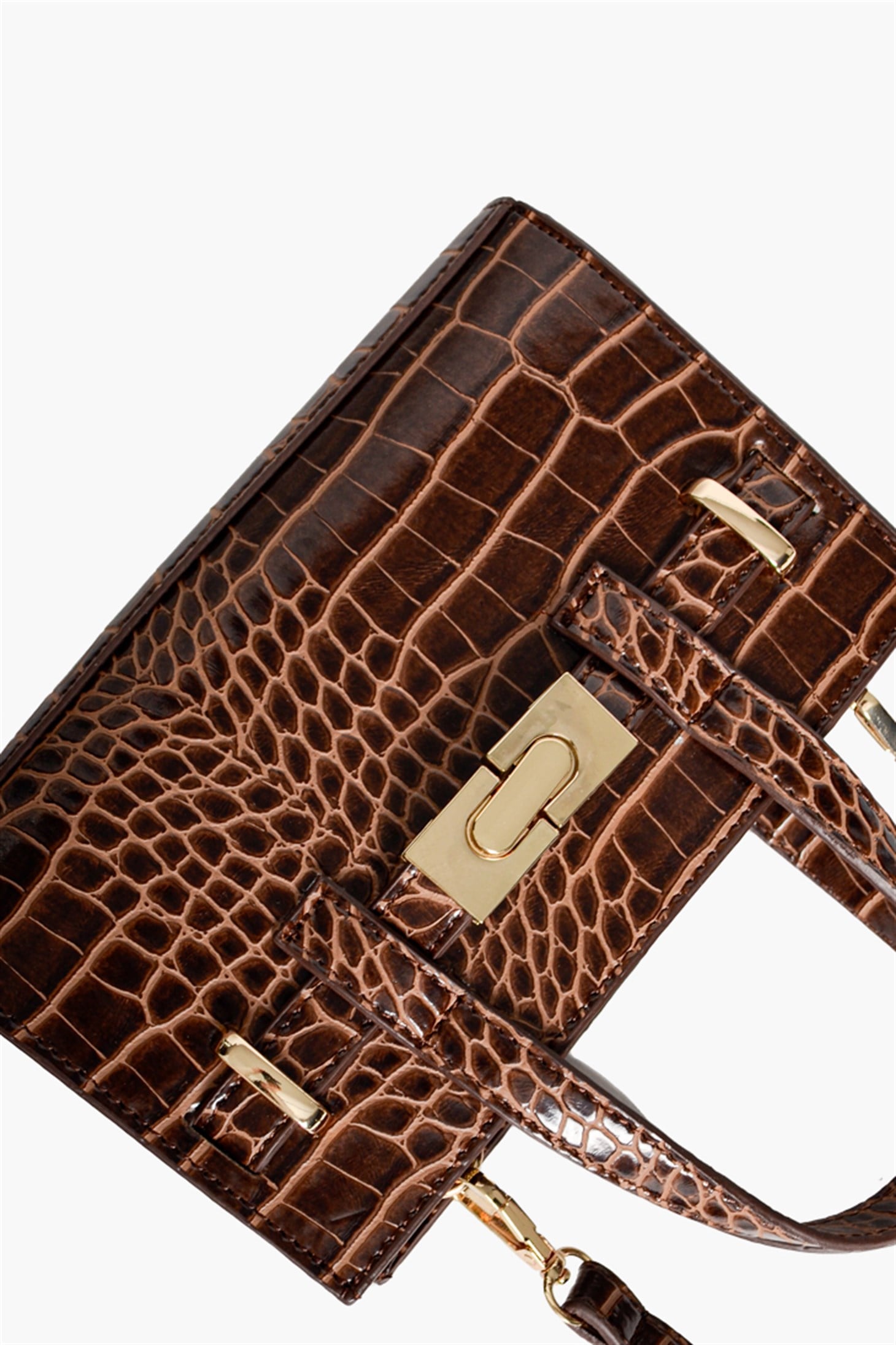 SHOES&MOREELISSAELISSA - Kahve Croco 22 - Mini Omuz Çantası