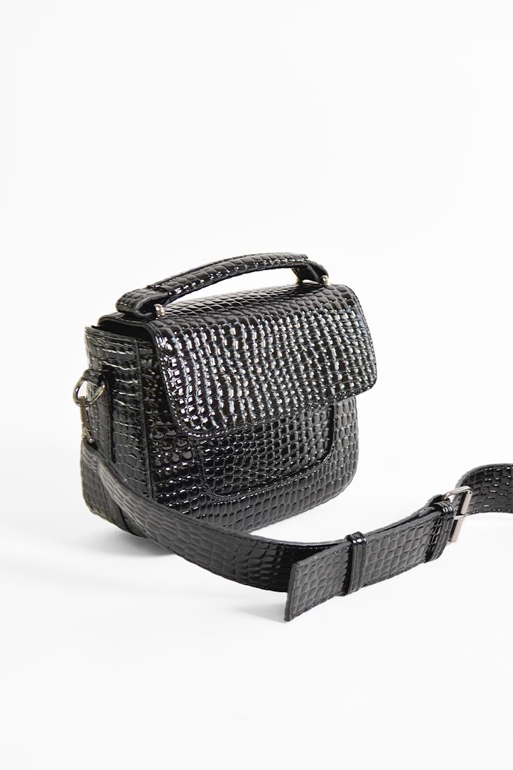SHOES&MOREFETNOFETNO - Siyah Rugan Croco 24 - Omuz Çantası