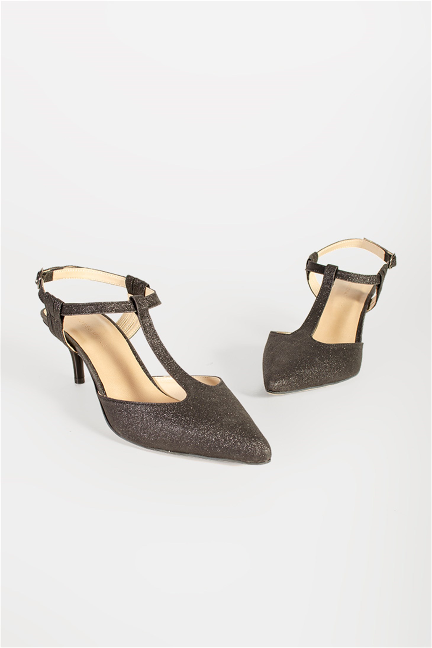 PLESS - Siyah Glitter - Kısa Topuk
